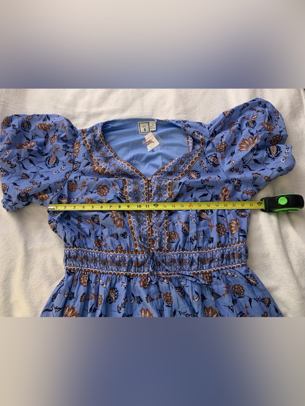 LEA NWT Floral Boho Cotton Smocked Waist Maxi Plus Dress 2x Pockets! 100% Cotton - Picture 12 of 16